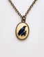 Fashion Silver Necklace Metal Bird Embossed Oval Necklace