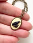Fashion Silver Necklace Metal Bird Embossed Oval Necklace