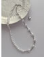 Fashion Silver Pearl Beaded Asymmetric Necklace