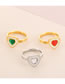 Fashion Golden Green Titanium Steel Diamond Heart Ring