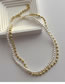 Fashion Gold Metal Pearl Round Beaded Double Layer Necklace