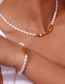 Fashion Bracelet - Gold Titanium Steel Pearl Cube Beaded Bracelet