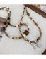 Fashion B Brown Square Necklace Geometric Stone Cube Beaded Necklace