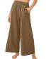 Fashion Green Cotton Linen Solid Color High Waist Wide Leg Trousers