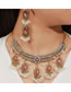 Fashion Pink Alloy Diamond Marquise Necklace Earrings Set