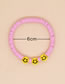 Fashion Pink Smile Face Bracelet With Smoky Clay Beads