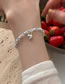 Fashion 3# Broken Silver Pearl Beaded Heart Bracelet