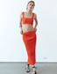 Fashion Orange Ribbed Knit Skirt