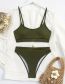 Fashion Black Polyester Ribbed High Waist Two-piece Swimsuit
