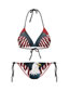 Fashion 8# Polyester Print Halterneck Tie Swimsuit