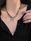 Fashion Silver Geometric Beaded Butterfly Necklace