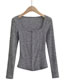 Fashion Light Gray Polyester Square Neck Hook Breasted Cardigan