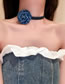 Fashion Necklace - Blue Denim Flower Necklace