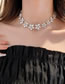 Fashion Necklace - Silver Alloy Diamond Flower Necklace