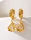 Fashion Golden 3 Titanium Steel Inlaid Zirconium Water Drop Earring Earrings