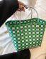 Fashion Green Plastic Woven Check Tote Bag