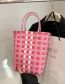 Fashion Pink Plastic Check Large Capacity Tote Bag