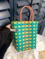 Fashion Green And White Plastic Check Large Capacity Tote Bag