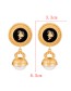 Fashion Gold Alloy Round Oil Drip Portrait Pendant Pearl Stud Earrings