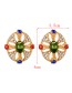 Fashion Color Alloy Diamond Hollow Opal Oval Stud Earrings