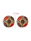 Fashion Orange Alloy Pattern Round Contrasting Color Opal Stud Earrings