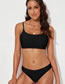 Fashion Black Spandex Ruched Low-rise Triangle Two-piece Swimsuit