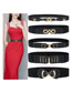 Fashion 2# Wide Elasticated Belt With Metal Buckle In Faux Leather