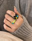 Fashion Ring - Black Alloy Geometric Cat Eye Open Ring