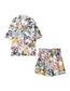 Fashion Color Polyester Print Lapel Shirt Shorts Set