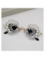 Fashion Black Resin Diamond Pearl Round Sunglasses