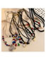 Fashion 21# Necklace - Black Beads Safety Lock Geometric Beaded Necklace