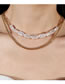 Fashion Silver Alloy Pearl Panel Chain Necklace