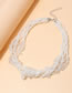 Fashion White Faux Pearl Geometric Layered Necklace