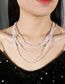 Fashion White Geometric Pearl Beaded Tiered Necklace