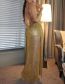 Fashion Gold Metallic Sequin Halterneck Strap Dress