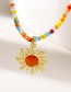 Fashion Color 4 Alloy Opal Sun Pendant Rice Bead Beaded Necklace