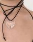 Fashion Black Geometric Glass Heart Necklace