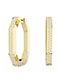 Fashion Rose Gold Earrings 1:1 Alloy Diamond Octagon Earrings(40mm*28mm*5mm)