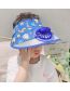 Fashion Light Blue Lion [upgrade Fan Model] Plastic Cartoon Printed Children's Sunscreen Hat With Fan Empty Top (live)
