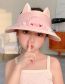 Fashion [usb + Three-speed Adjustment] Dark Blue Strawberry Rabbit Plastic Cartoon Printed Children's Sunscreen Hat With Fan Empty Top (live)