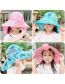Fashion Empty Hat With Big Brim - Lotus Root Starch Cartoon Green Mob [send Windproof Rope] Pc Printing Woven Large Brim Empty Top Children's Sun Hat