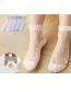 Fashion Crystal Flowers [summer Ice Silk 5 Pairs] Df1037 Pure Cotton Mesh See-through Middle Tube Socks