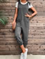 Fashion Grey Polyester Lace-up Two-pocket Overalls Jumpsuit