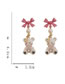 Fashion Pair Of Bear Earrings Alloy Heart Diamond Bear Bow Knot Earrings