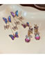 Fashion Blue Purple Alloy Diamond Butterfly Earrings