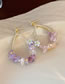 Fashion Purple Alloy Diamond Rubble Beaded Drop Earrings