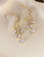 Fashion Earrings - Gold Alloy Diamond Tassel Flower Hoop Earrings