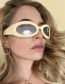 Fashion Beige White Mercury Pc Oval Large Frame Sunglasses