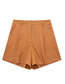 Fashion Brown Blended Micro Pleated Shorts
