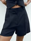 Fashion Sea ??blue Blended Micro Pleated Shorts